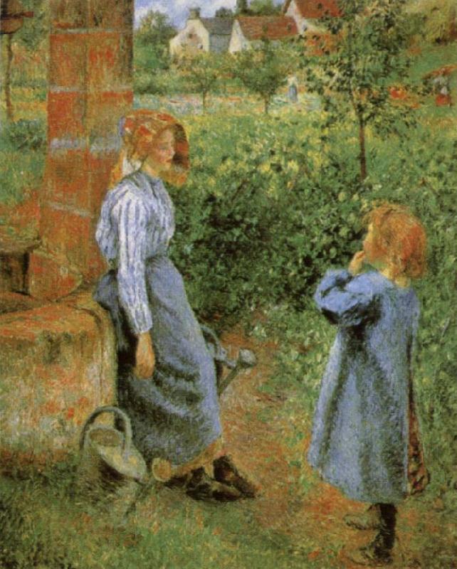 Camille Pissarro Woman and Child at a Well oil painting picture